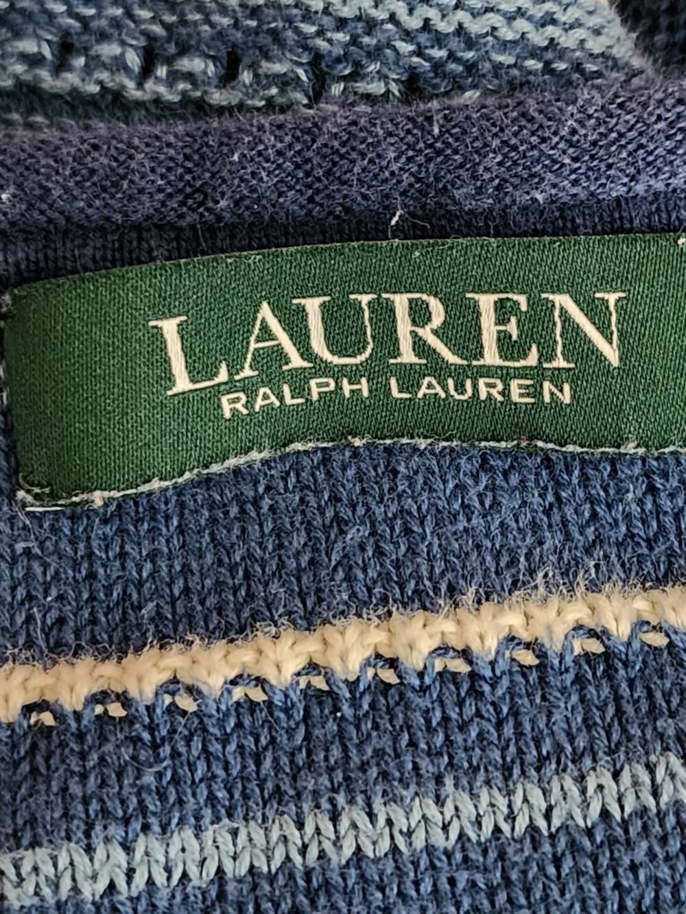 Lauren Ralph Lauren Blue Stripe Cotton Knit Midi Shift Dress - Picture 4 of 6